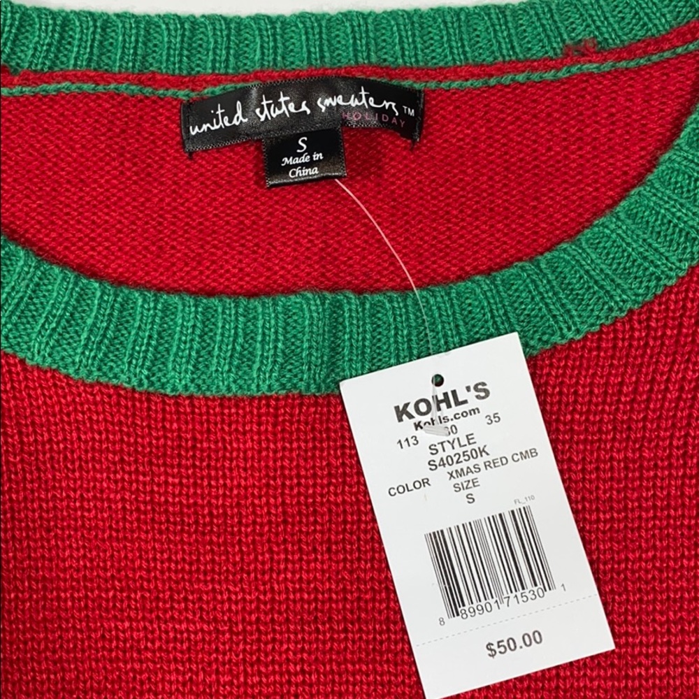 United States Sweater XMas Santa Elf Sweater New - Picture 8 of 12